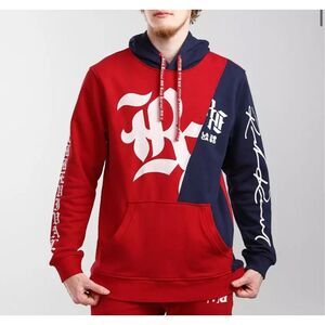 Rock Revival $129 Barron Hoodie Red Navy sweatshirt Men’s Medium NEW